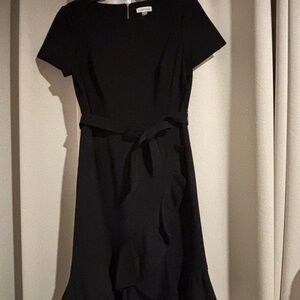Calvin Klein Elegant Black Tie-Waist Midi Dress